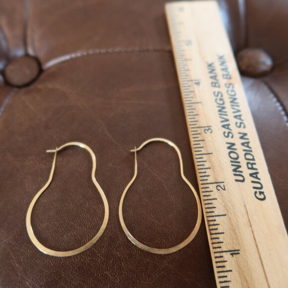 $695 Melissa Joy Manning 14K yellow gold 1 3/4" dangle hoop earrings MJM light! - Picture 11 of 15